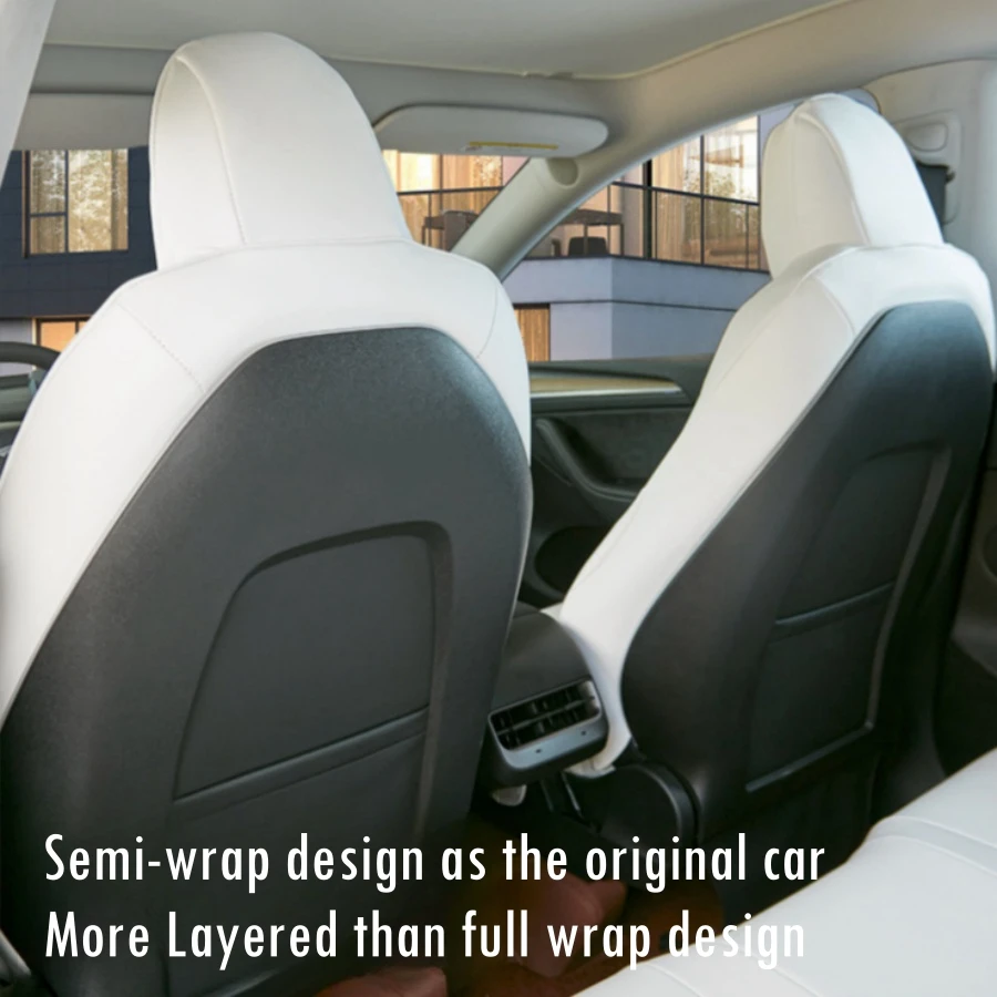 Xipoo フィットテスラモデルYシートカバー ナッパレザーカーシートカバー フルラップシートプロテクター テスラモデルY 2020 2021 2022 2023用アクセサリー(ホワ Xipoo フィットテスラモデルYシートカバー ナッパレザーカーシート