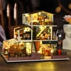 DIY Wooden Miniature Model Kit Big Romantic Casa 3D Puzzle European Villa Dollhouse With Furniture Lights Friends Birthday Gifts 4