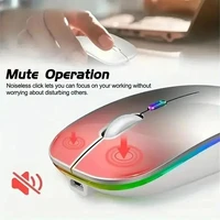 PHONEPACE Dual Mode Wireless Mouse Bluetooth 2.4G Rechargeable Silent LED Backlit Optical Mice for Laptop PC Computer