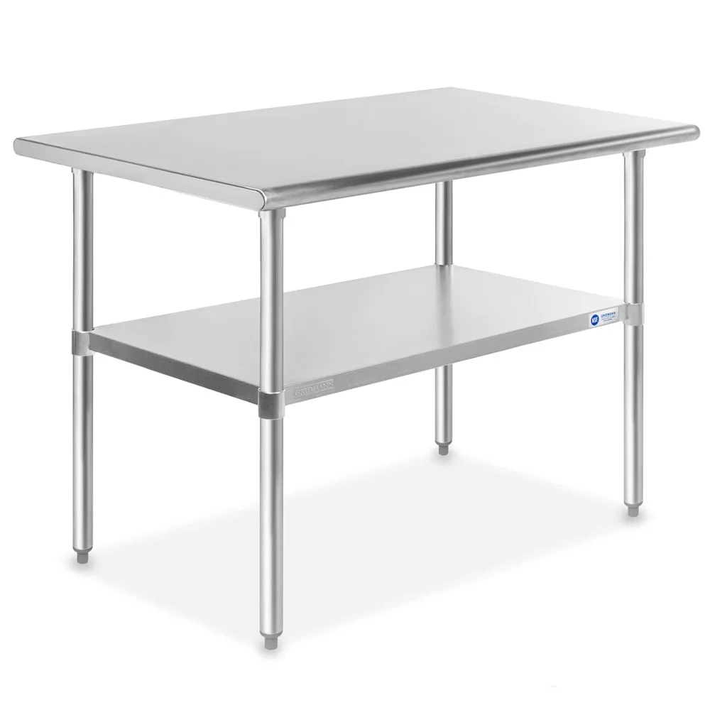 

GRIDMANN Stainless Steel Work Table 48 x 30 Inches, NSF Commercial Kitchen Prep Table with Under Shelf for Restaurant