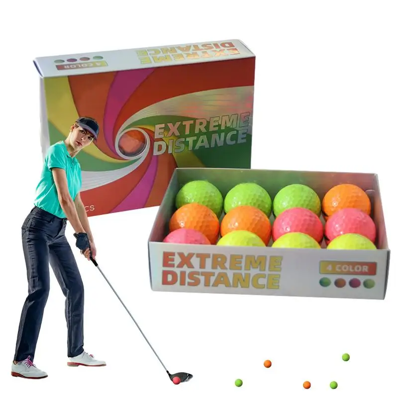 

Профессиональные мячи для гольфа, 12 шт., профессиональные разноцветные мячи для гольфа на большие расстояния, высококачественный дизайн, тренировочный инструмент для гольфа