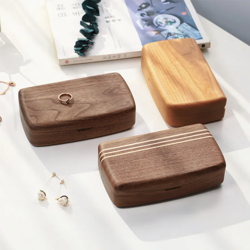 Wooden Jewelry Box Earring Rings Necklace Jewelry Organizer Display Holder Case for Women Storage Box Portable Watch Box large capacity jewelry case portable foldable travel earrings rings diamond necklaces brooches storage bag packaging display