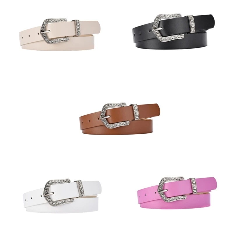 Female Pin Buckle Belt Aesthetic Lady Belt Fashion Rhinestone Waistband Jeans Belt Waist Decor Girls Casual Waist Strap