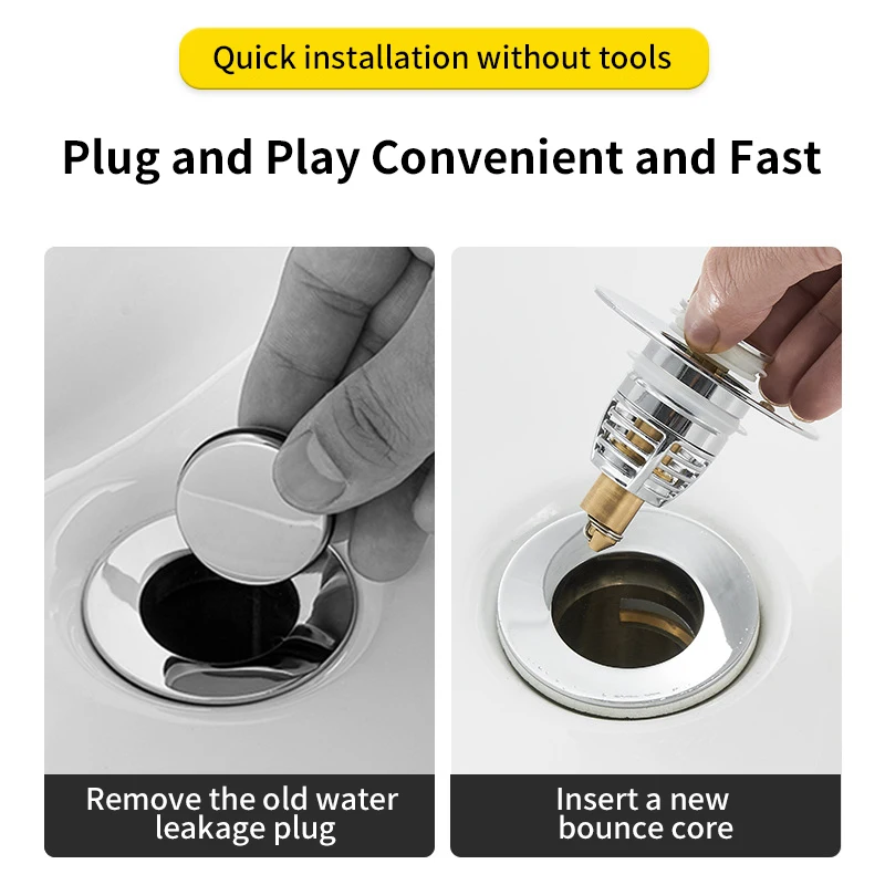 Press Type Bouncing Core Universal Plug for Washbasin to Prevent Water Leakage From the Drainage Outlet of The Washbasin