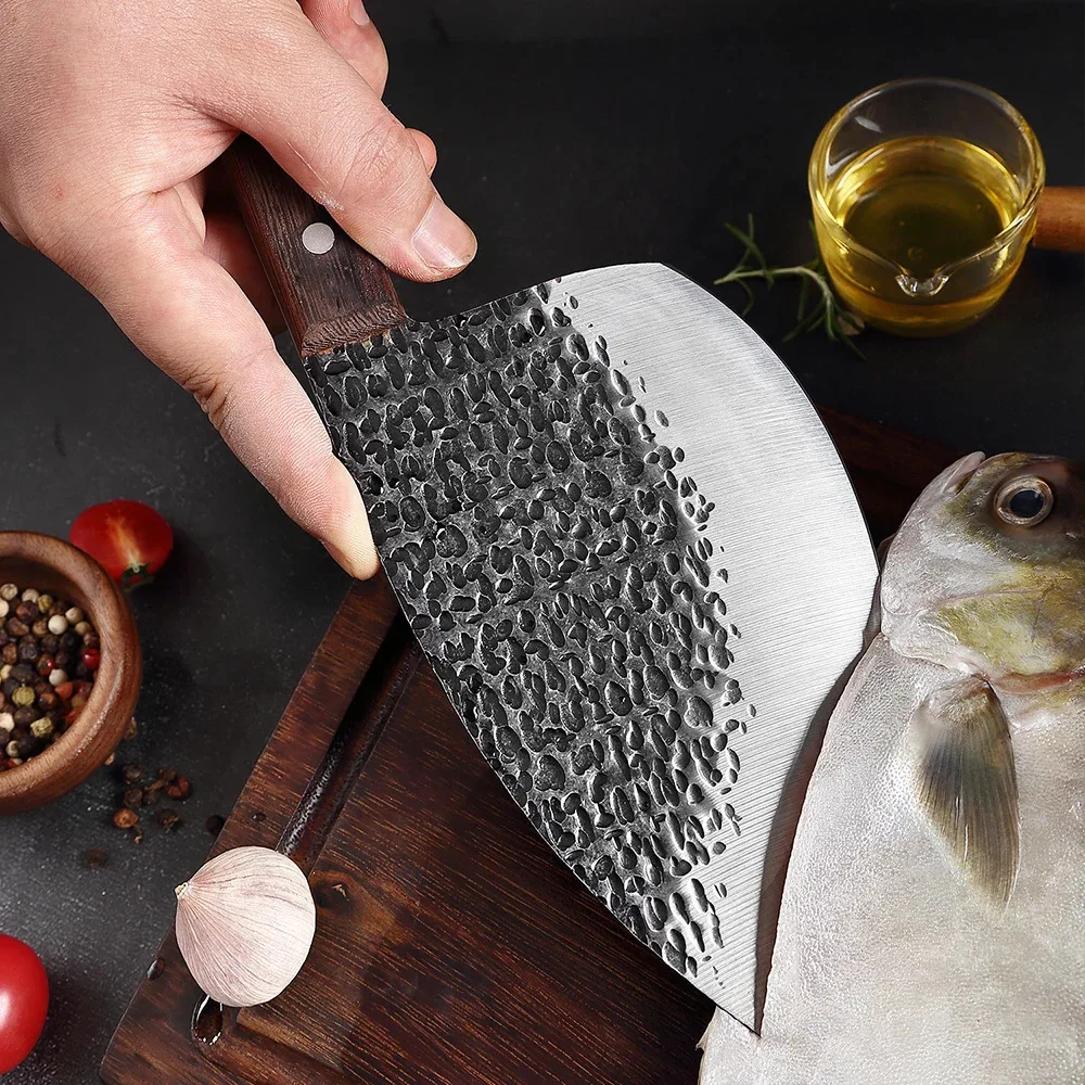 Handmade Forged Kitchen Knife Meat Chopping Cleaver Chinese Chef Knife 5CR15 Stainless Steel Machete Kitchen Essentials