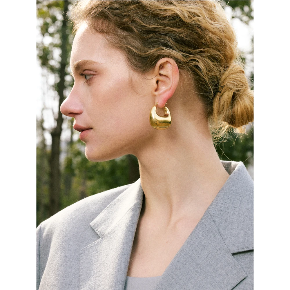 Yhpup Hoop Earrings Stainless Steel PVD Plated