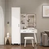 Vanity Desk with Mirror and Lights Makeup Vanity Table Set with Charging Station Black Desk with Storage Cabinet, 6