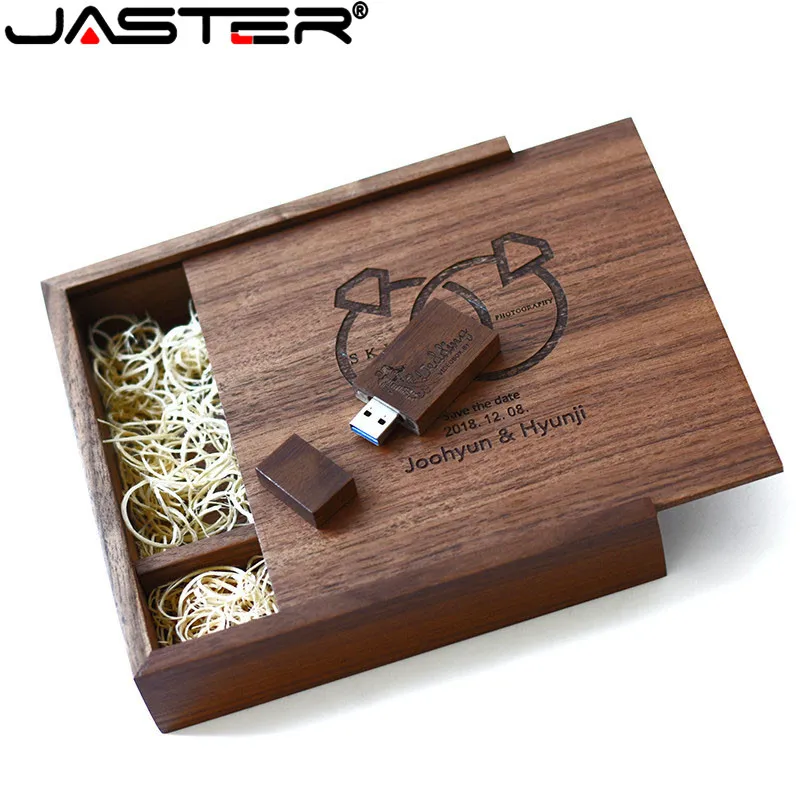 Jaster 2.0 Usb Flash Drives 64gb Livre Logotipo Personalizado Pendrive 16gb 8gb Foto Álbum Original Madeira de Nogueira Usb Mais Caixa Pendrive Fotografia Pen drive USB - Imagem 4