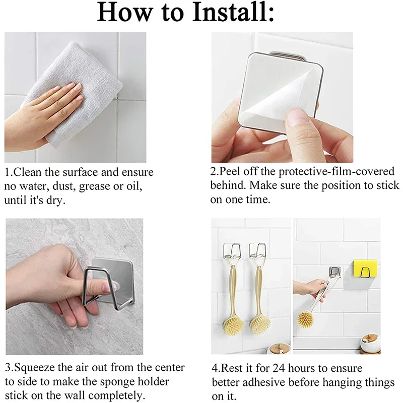 Stainless Steel Sink Tray Drainer Rack Kitchen Sink Sponge Holders Self Adhesive Hook Storage Holder Kitchen Wire Rag Organizer kitchen storage rack sink sponge rack dish drying rack sink sponge holder sink drain rack under sink storage rack kitchen drain basket under sink organizer