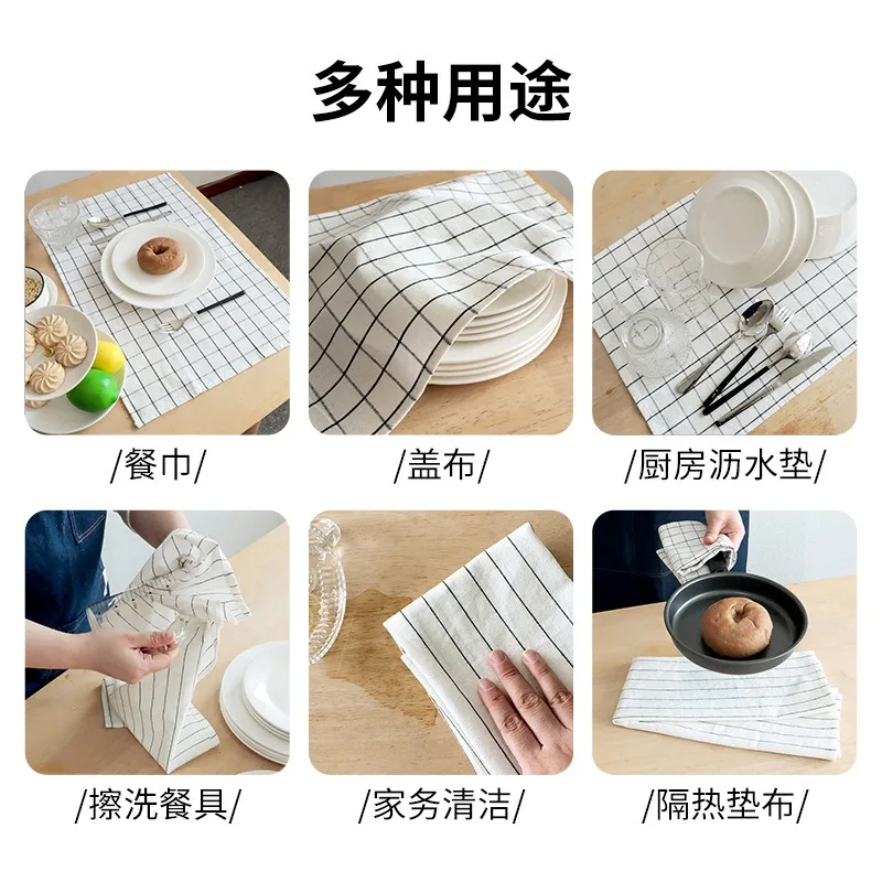 1Pc 40x60cm Plaid Striped Tea Towel Cotton Dinner Placemat Kitchen Dish Cloth Absorbent Table Napkin 6