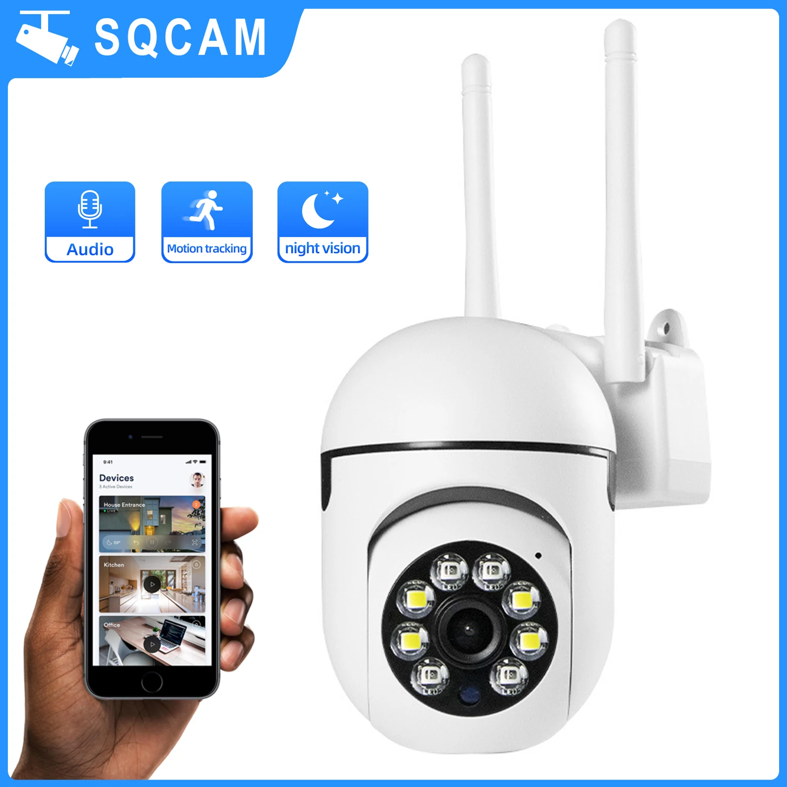 

SQCAM Security protection ip surveillance camera wi-fi security camera 1080P PTZ 4X zoom with night vision home wifi camera