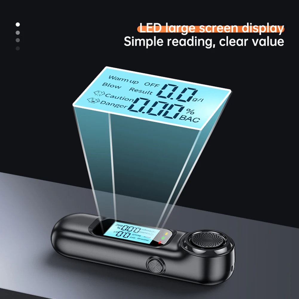 Digital Breathalyzer USB Rechargeable LCD Display Portable Personal Breath Alcohol Tester Contactless Digital Alcohol Detector