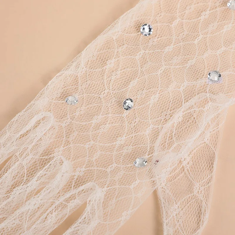 Fashion Baby Girl Princess Lace Five Fingers Gloves Sequins Wedding Party Pageant Thin Long Gloves Child Accessories