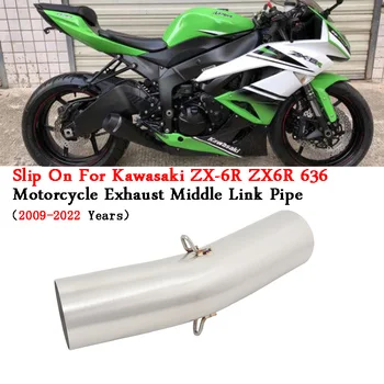 Slip On For Kawasaki Ninja ZX6R ZX-6R 636 Motorcycle Exhaust Escape Modified Middle Link Pipe Moto Muffler 2009 - 2022 Years