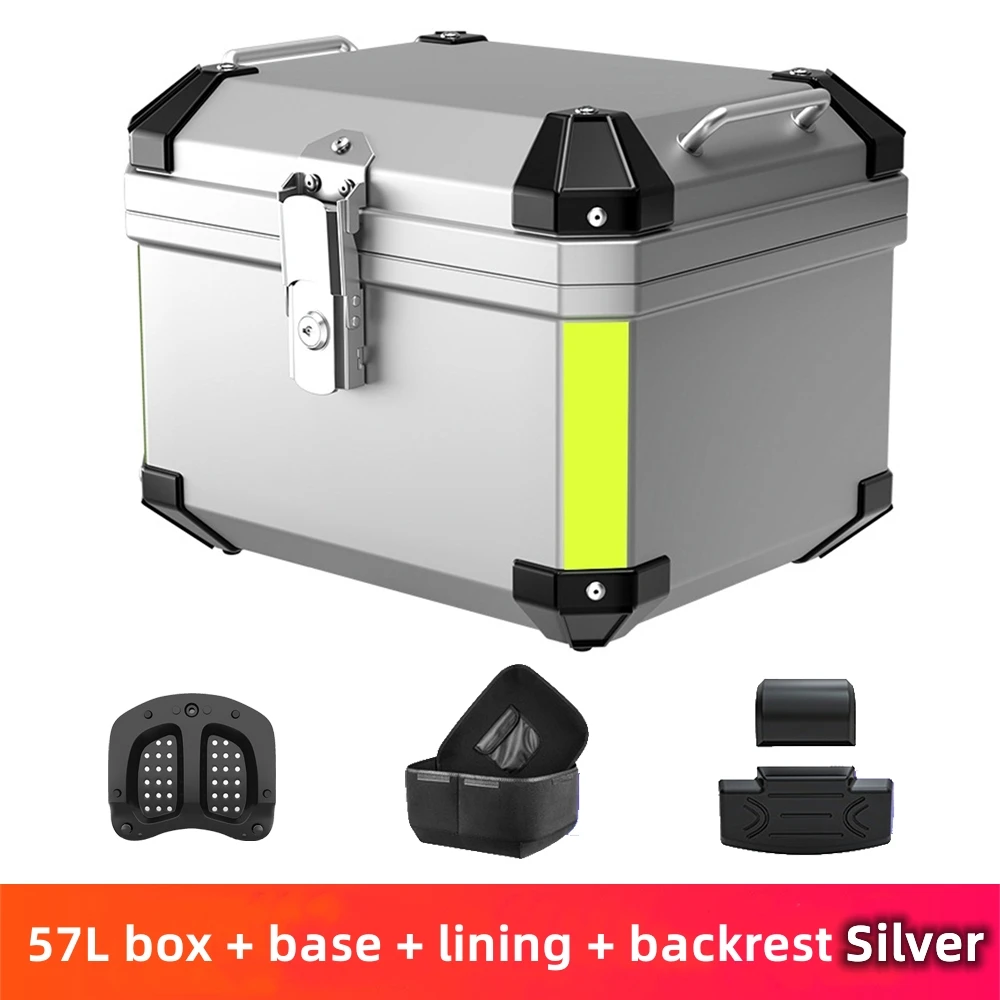 40L 50L 60L Motorcycle Trunk Rear Tail Luggage Box Storage Helmet Top Case  Holder Lock Aluminum Toolbox Moto Topbox Accessories