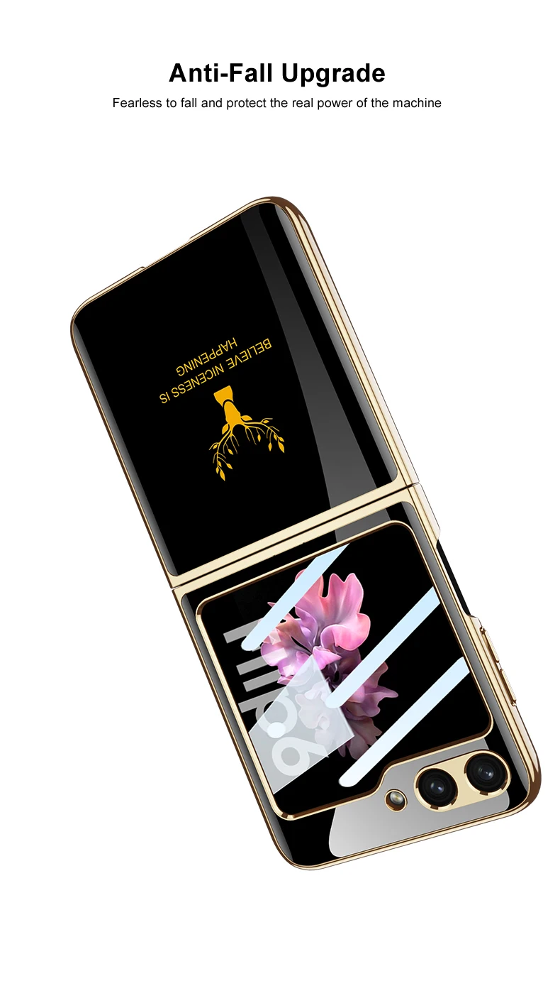 Painted Elk Pattern Glass Case For Samsung Galaxy Z Flip 6 5 Outer Screen Glass