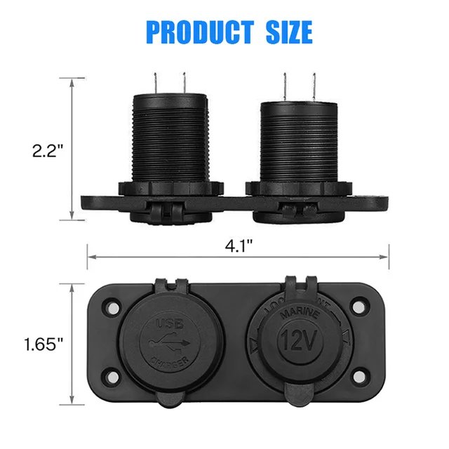 Panneau de Prise USB Type C à Charge Rapide pour Touriste, Adaptateur pour Briquet Laguna, Voiture, Bateau, Montres, Moto, 12V, 3.0, 20W, PD 2