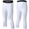 Men's Sports 3/4 Cropped Pants Padded Running Leggings Mens Joggers Elastic Compressions Sweatpant Football Basketball Trousers 4