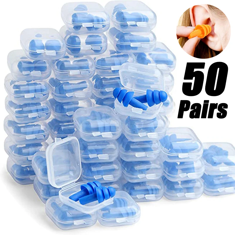 Soft Silicone Earplugs Waterproof Swimming Ear Plugs Reusable Noise Reduction Sleeping Ear Plugs Hearing Protector with Box