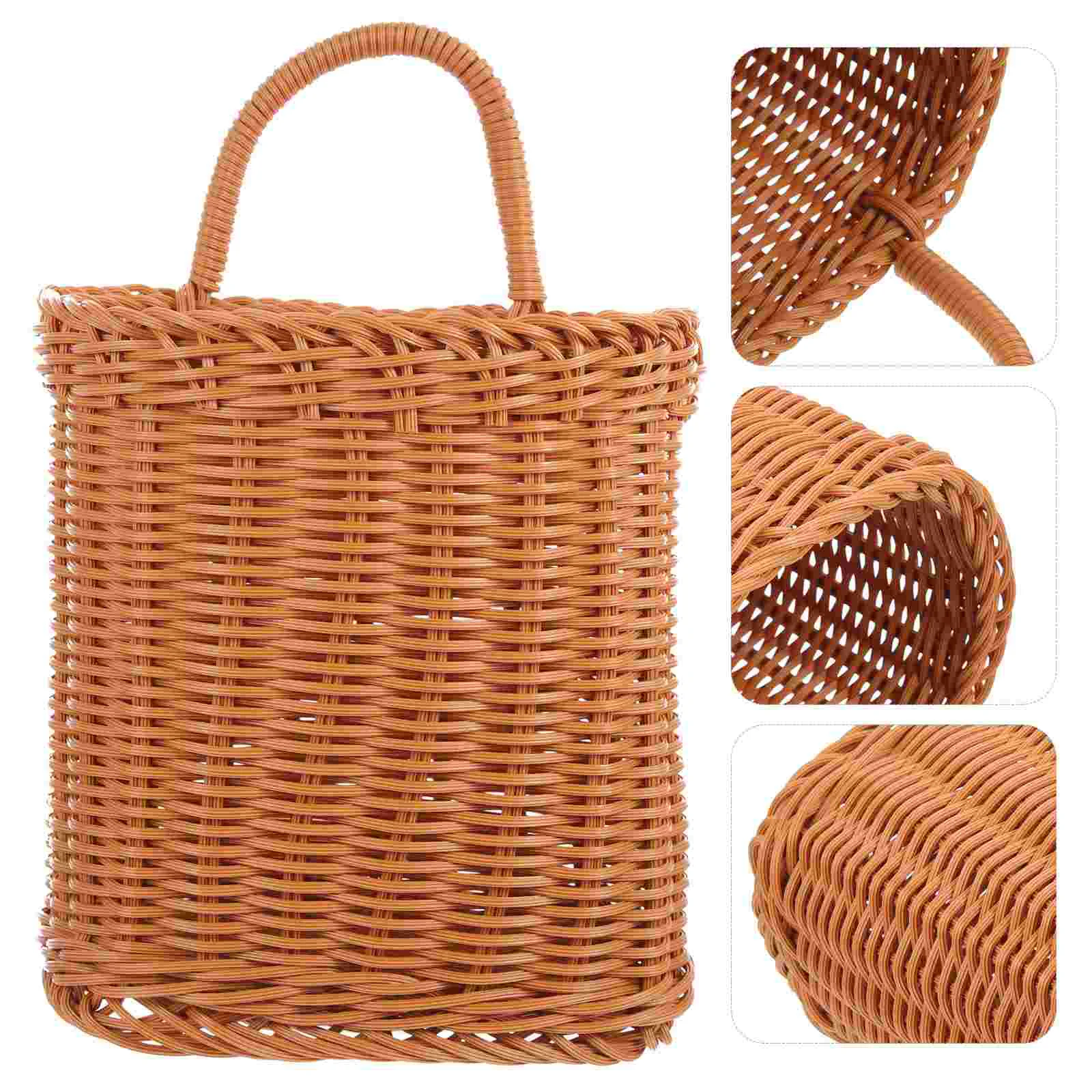 

Wicker Woven Hanging Basket Wall Hanging Basket Organizer Fruit Vegetable Rattan Waste Basket Farmhouse Bin Wall Planter