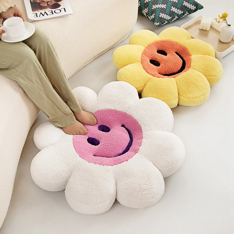 58/83cm Smiling Face Sunflower Plush Pillow Stuffed 8-petal Flower Plant Seat Cushion Party Home Decor Gift 3