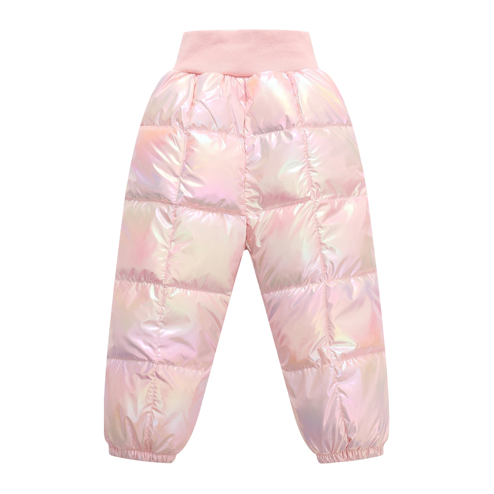 New Kids down Cotton Pants Outdoor Snow Play Ski Colorful Elastic High Waist Pants Winter Daily Fashion Warm for 2-7years