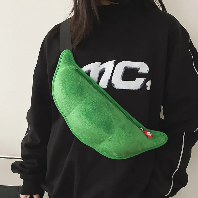 

Fun Cartoon Pea Peasecod Shaped Green Chest Bag for Women Fashion Waist Bag Girls Shoulder Bag Female Zipper Fanny Pack Bag 2022