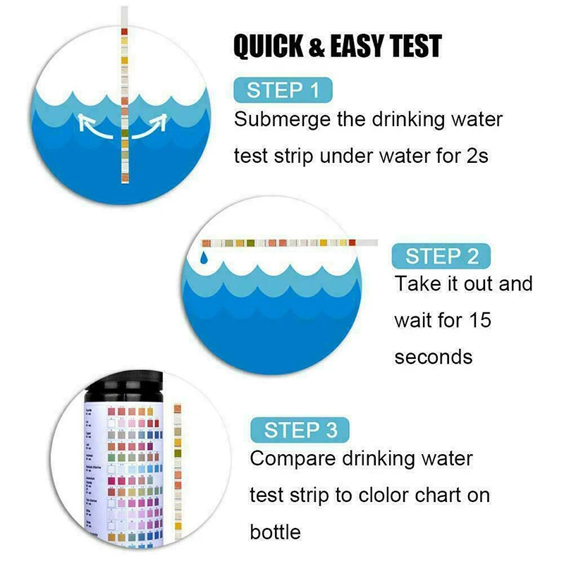 14-In-1 Drinking Water Test Kit Swimming Pool Spa Water Quality Test For Faucets Well Water Test Strips 50pcs