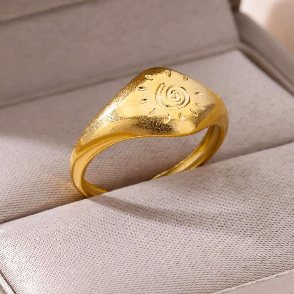 Stainless Steel Ring 316L Gold Plated Adjustable