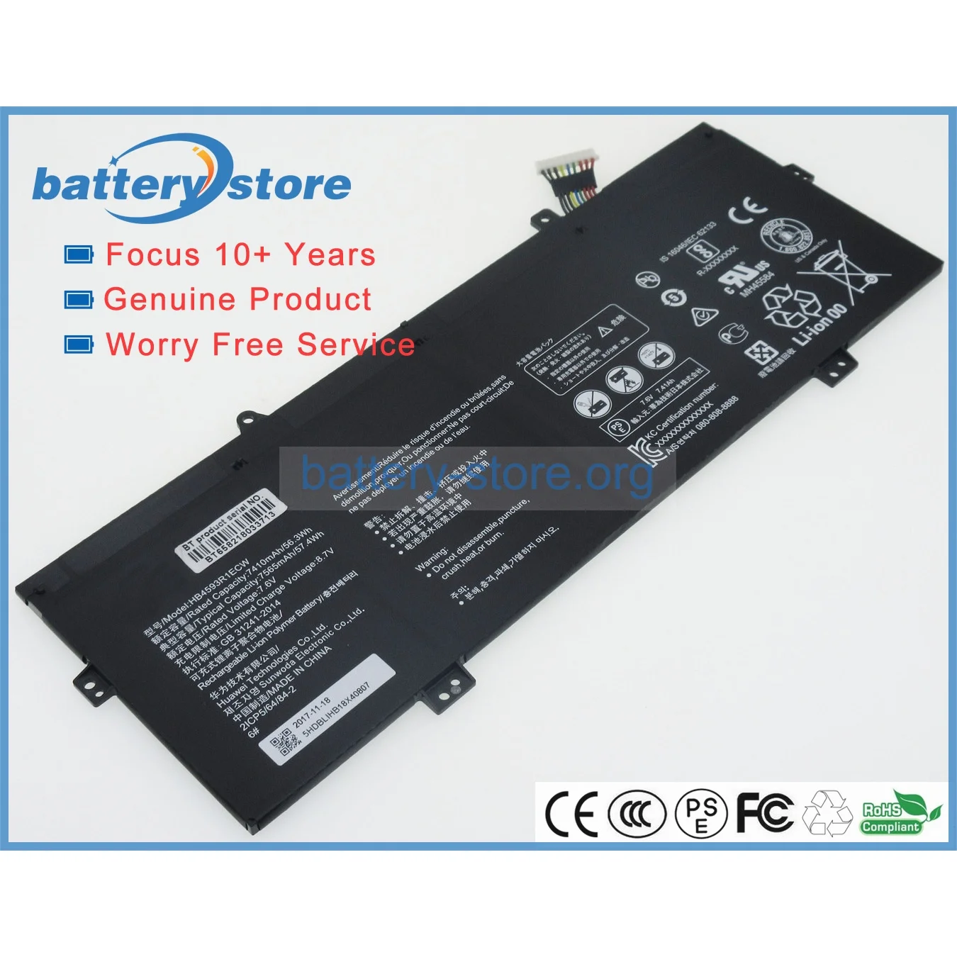 Genuine Laptop Batteries for HB4593R1ECW,2ICP5/64/84-2,MateBook X Pro 14,7.6V,4 Cell