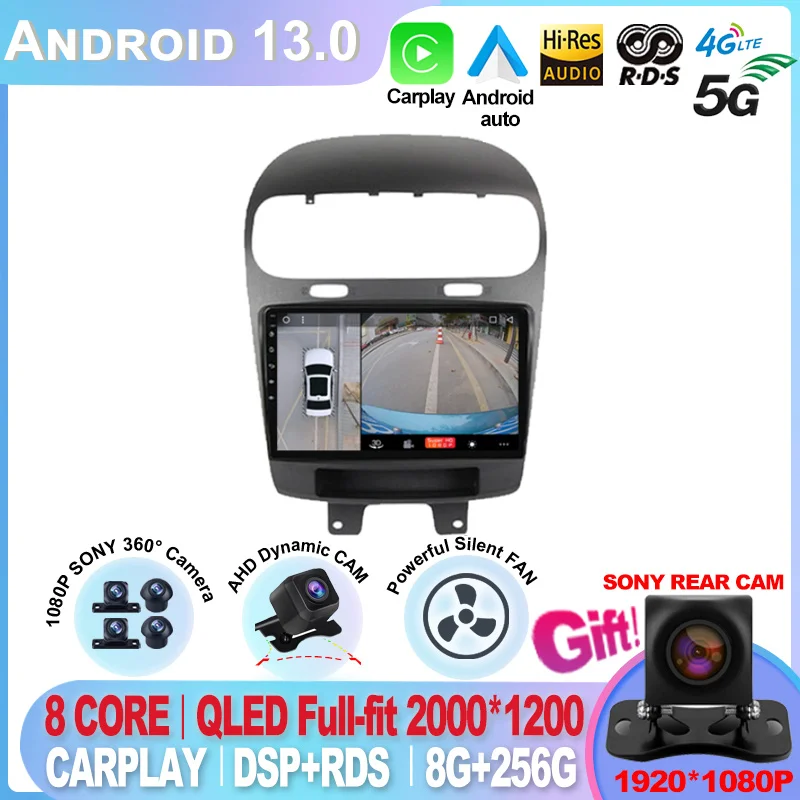 

For Dodge Journey Fiat Leap 2012 - 2020 QLED DSP Android 13 Car Radio Stereo DVD Multimedia Carplay Player GPS Navigation Screen