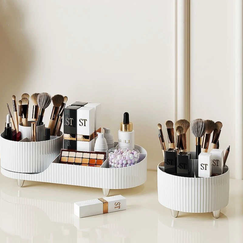 360°Rotating Makeup Organizer for Vanity Makeup Brush Holder Cosmetic Organizer Lipstick Eyebrow Pencil Holder Jewelry Container 2