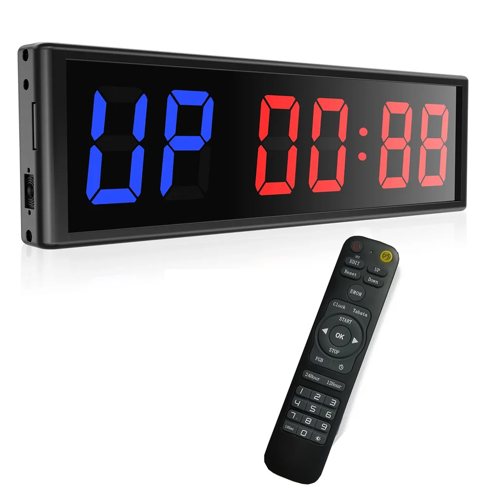 Fitness Training Gym Timer, Interval Timer Clock 2.3" Digits LED Down/Up Clock Stopwatch with Remote Control Tabata EMOM MMA