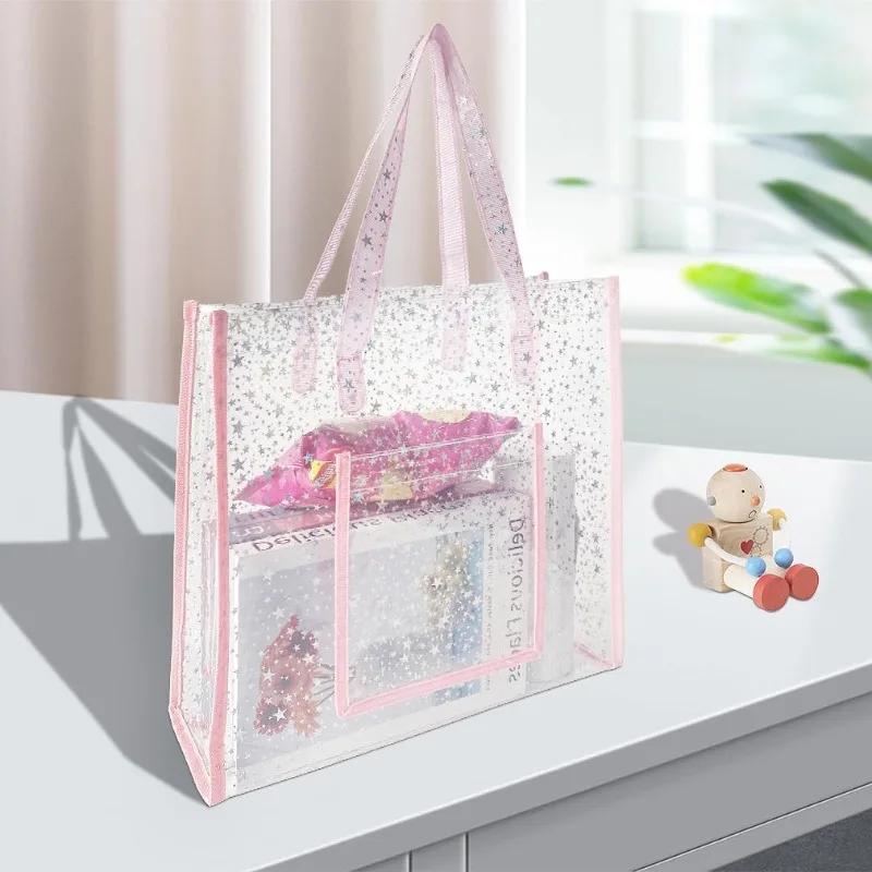 Transparent TPU Tote Bag, Holographic Clear Bags with Star Pattern, Crossbody Shoulder Bag with Adjustable Strap