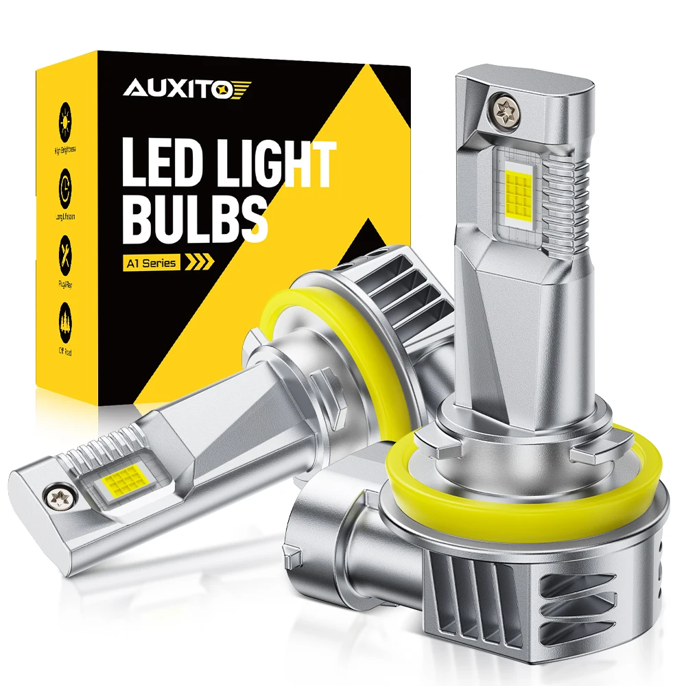 2개 AUXITO LED H8 H11 안개등 CANBUS 50W 고출력 화이트 9005 HB3 9006 HB4 LED 안개등 전구 에러프리 12V 팬리스 12000LM