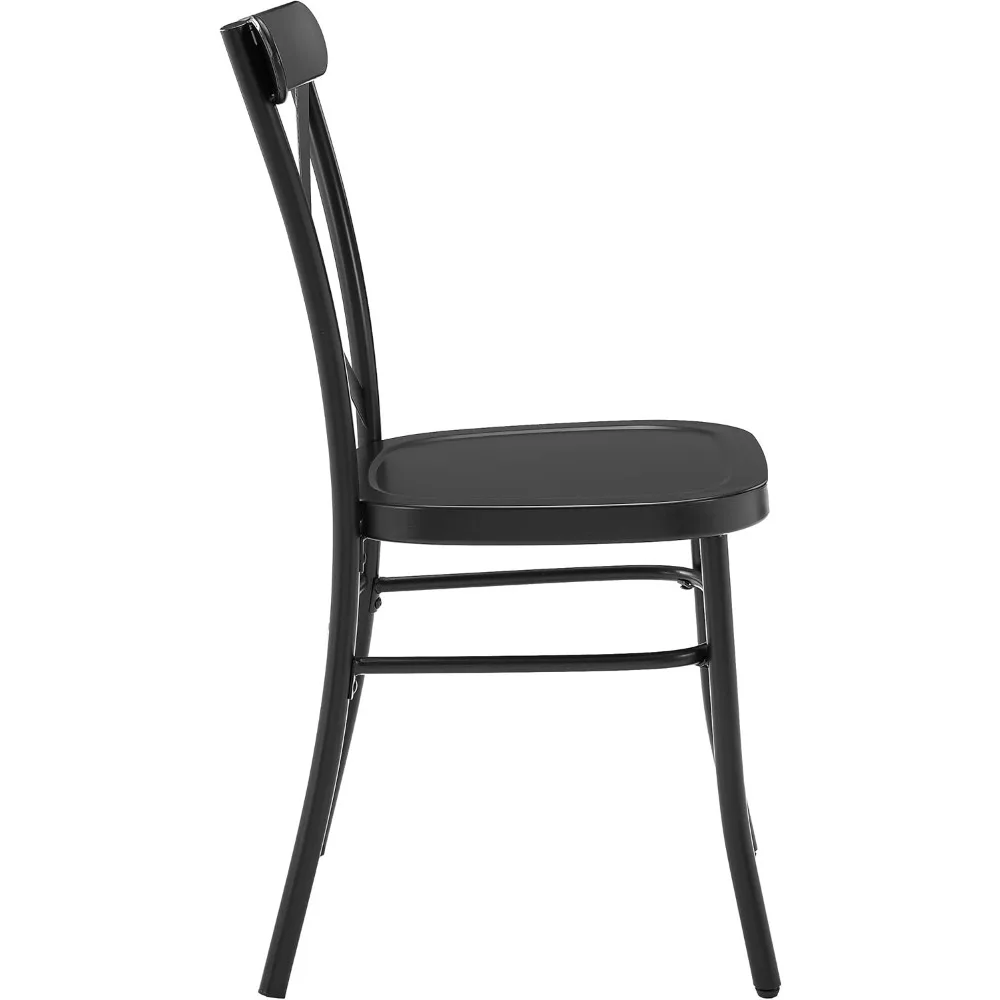 Camille Metal X Back Café Dining Chairs Set of 2, Matte Black 5