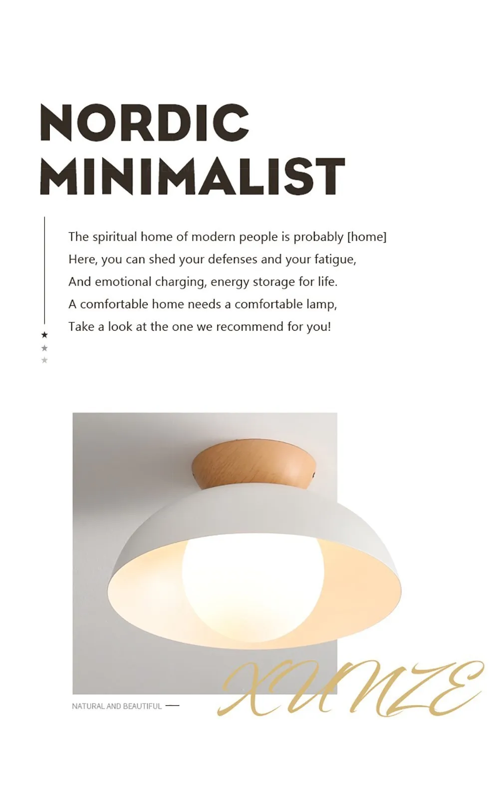 Nordic Wooden Led Ceiling Light