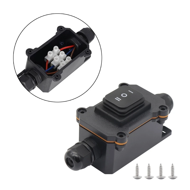 

16A Heavy Duty Large Current Inline Cable On/Off IP68 Waterproof Power Refitting Installing Wire Box