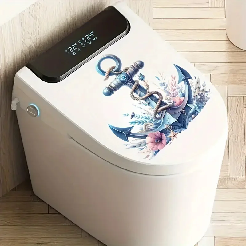 Boat Anchor Self-Adhesive Wall Decal Removable Reusable PVC Sticker Toilet Lid Bathroom Decor