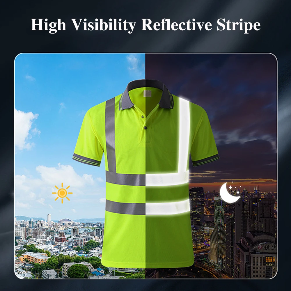 Safety Shirt Man Work High Visibility Safety Luminous Vest Security Clothing Breathable Quick Dry Hi Vis T Shirt Workwear