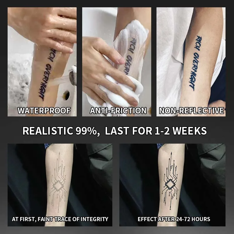 Technology-themed Design with Chip Circuits, 1Pcs Waterproof Temporary Tattoo Stickers. 5