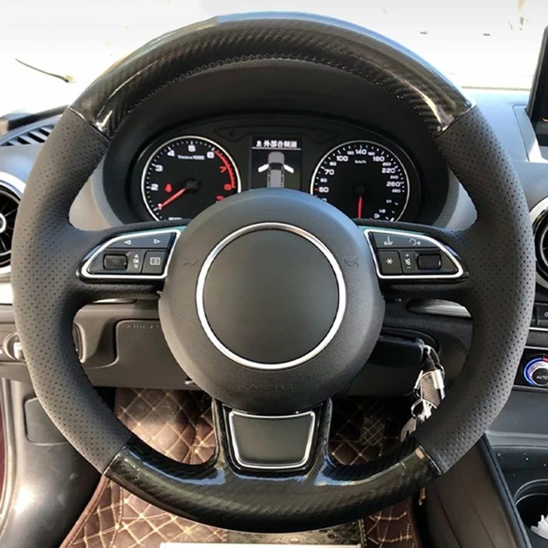 Car Steering Wheel Braid Cover For Audi A1 A3 A4 2015-2016 A7 2012-2018 S7 2013-2018 RS7 2014-2015 Suede Leather Car Accessories - 4