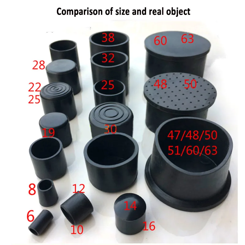 Round Chair Leg Caps PVC Rubber Furniture Feet Pads Non-Slip Tubing End Covers Floor Protectors Pads Table Bottom Cover rubber caps table foot pad floor protector caps