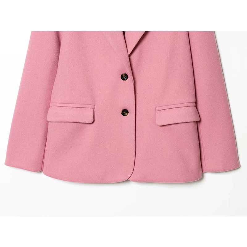 Women's Pink Blazer Jacket Chic Fashion Lapel Single-Breasted Casual Blazers Coat Female Autumn Winter New Outerwears ﻿