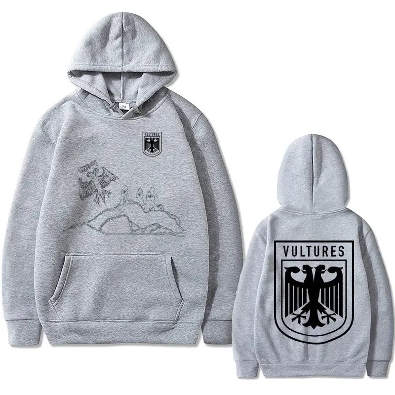 Rapper Kanye West Vultures Double Sided Print Hoodie Men Hip Hop Harajuku Sweatshirt Streetwear Male Vintage Oversized Hoodies