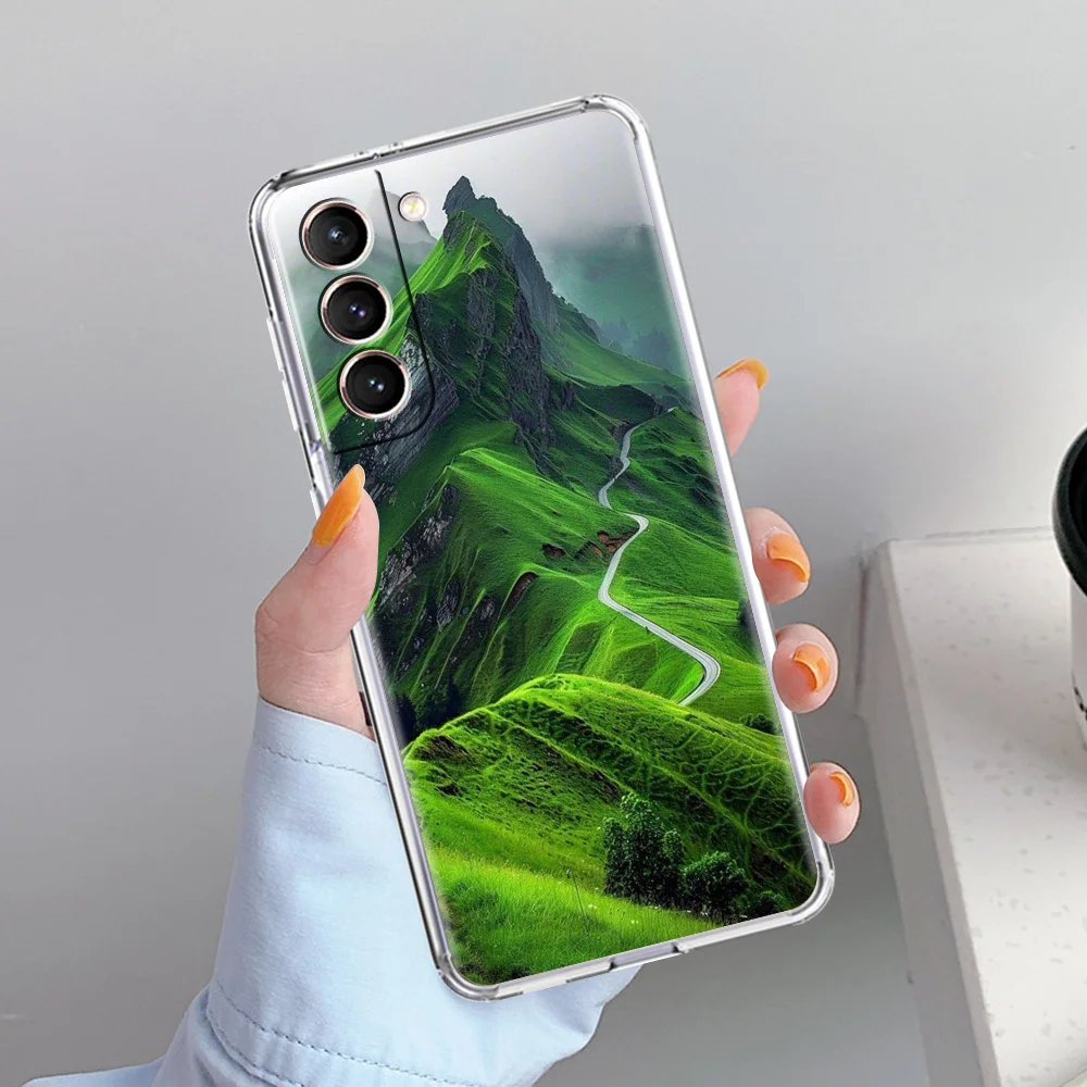 Clear Soft Phone Case with Mountain Peaks Landscape Design