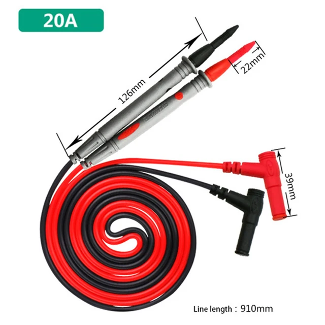 INGBONT 20A 1000V Multimeter Probe Test Needle Pin Digital Multi Meter Lead Wire Pen Cable Kit Multi Meter Voltmeter Tester Kit 1000V 20A