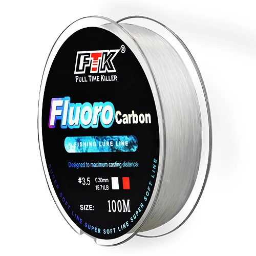 FTK 100M Fluorocarbon Coating Fishing Line 4.14LB34.32LB Carbon Fiber
