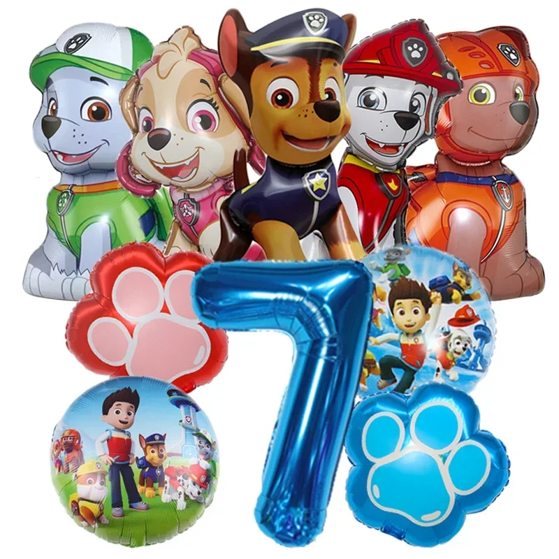 10 stücke Cartoon Paw Patrol Thema Folie Ballon Anzahl Ballon Kinder Geburtstag Party Dekoration Baby Geschenk Party Chase Skye Ballon – Detail 9