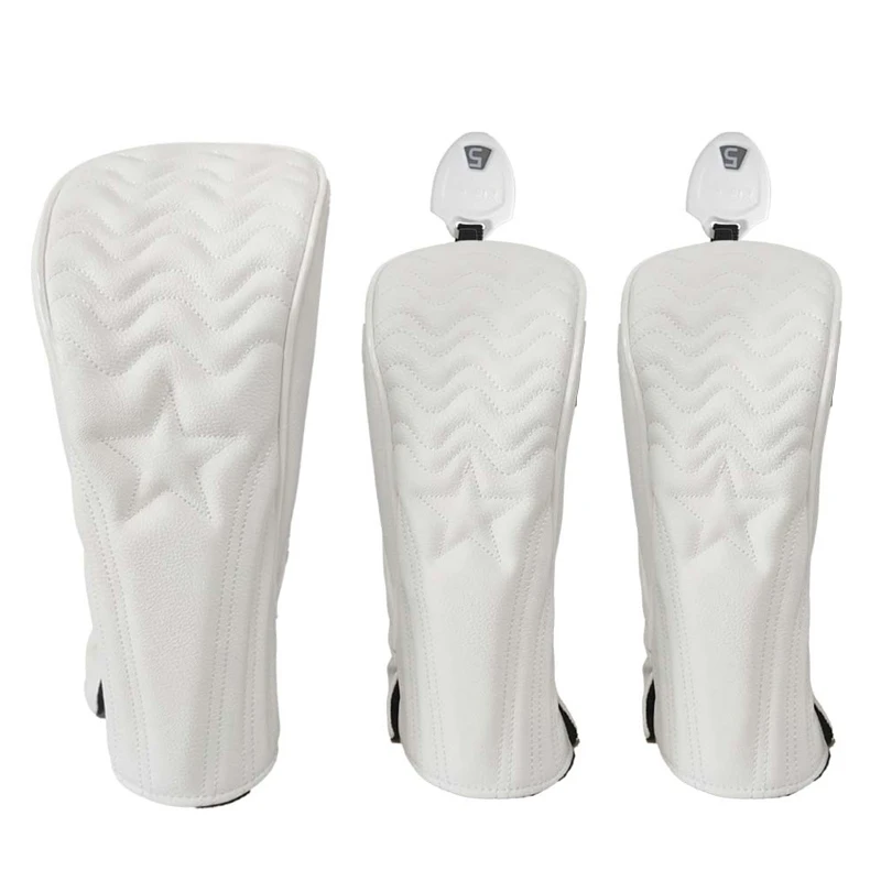 Premium Dual-Tone PU Leather Golf Wood Cover Set - Waterproof Club Protectors
